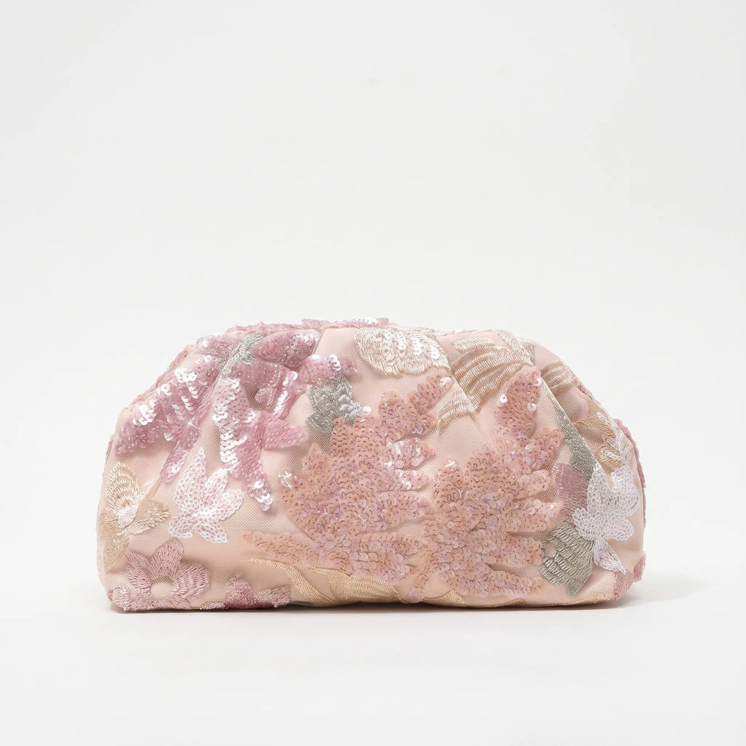 Soft Embroidered Ladies Evening Clutch Bag - Fleuris