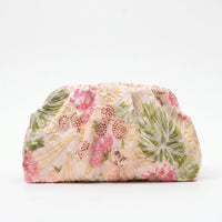 Soft Embroidered Ladies Evening Clutch Bag - Fleuris