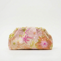 Soft Embroidered Ladies Evening Clutch Bag - Fleuris
