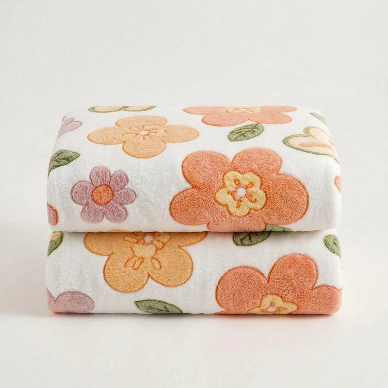 Soft Textured Floral Patterned Throw Blanket - Florisense