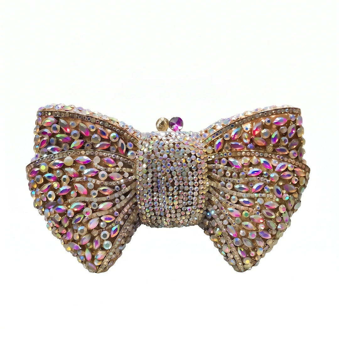 Sparkling Bow-Shaped Evening Clutch Bag - Bovena