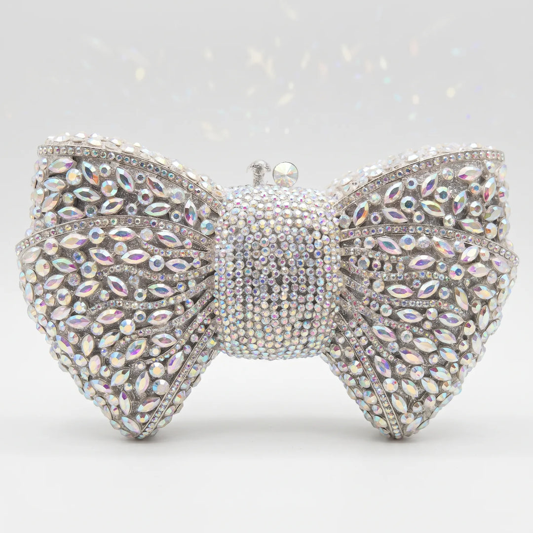 Sparkling Bow-Shaped Evening Clutch Bag - Bovena