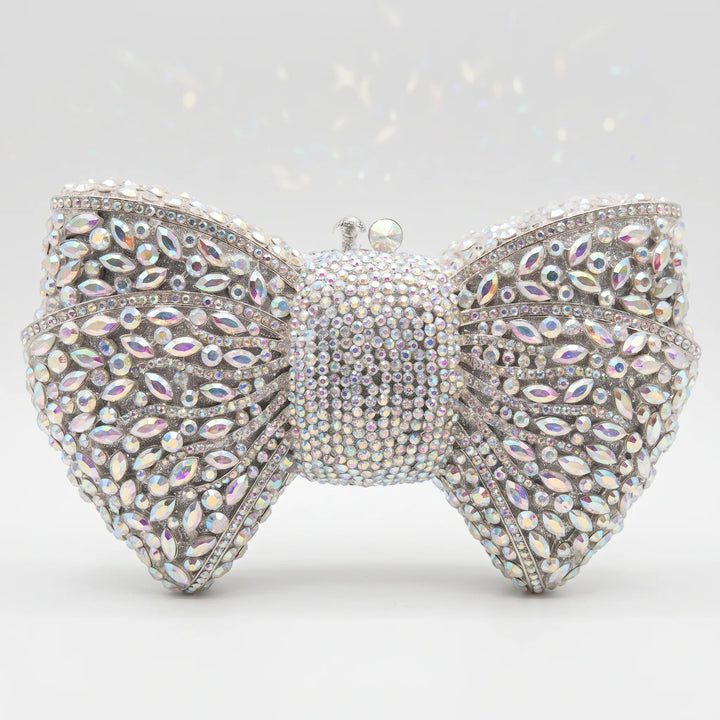 Sparkling Bow-Shaped Evening Clutch Bag - Bovena