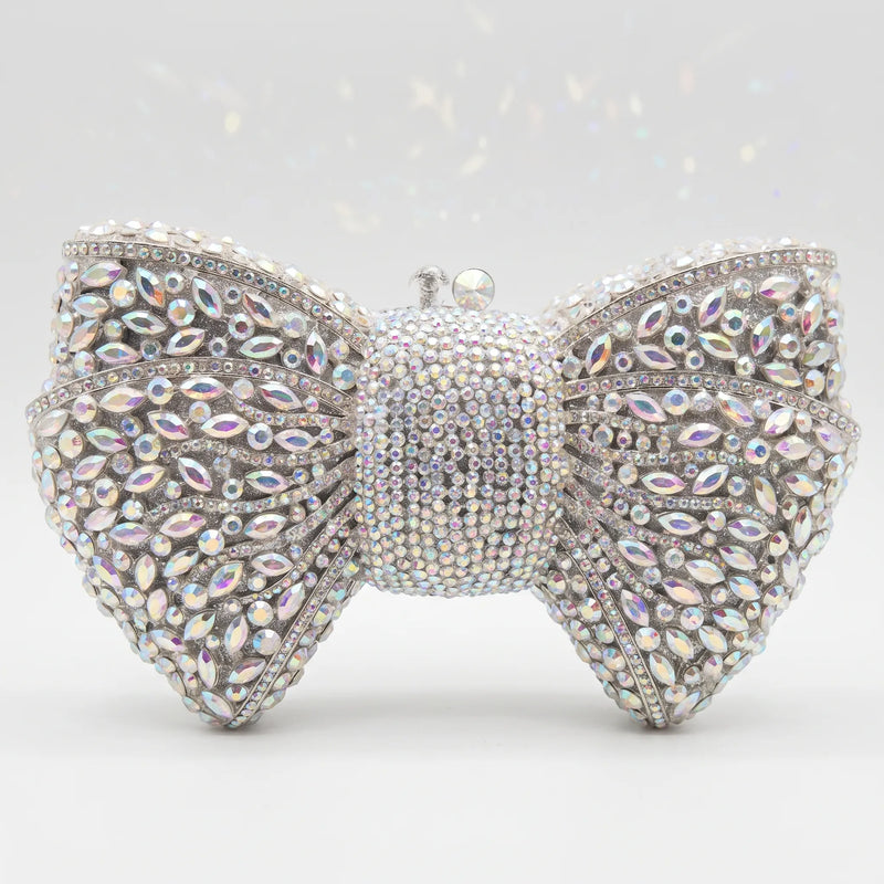 Sparkling Bow-Shaped Evening Clutch Bag - Bovena