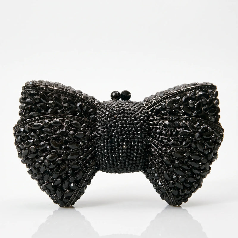 Sparkling Bow-Shaped Evening Clutch Bag - Bovena