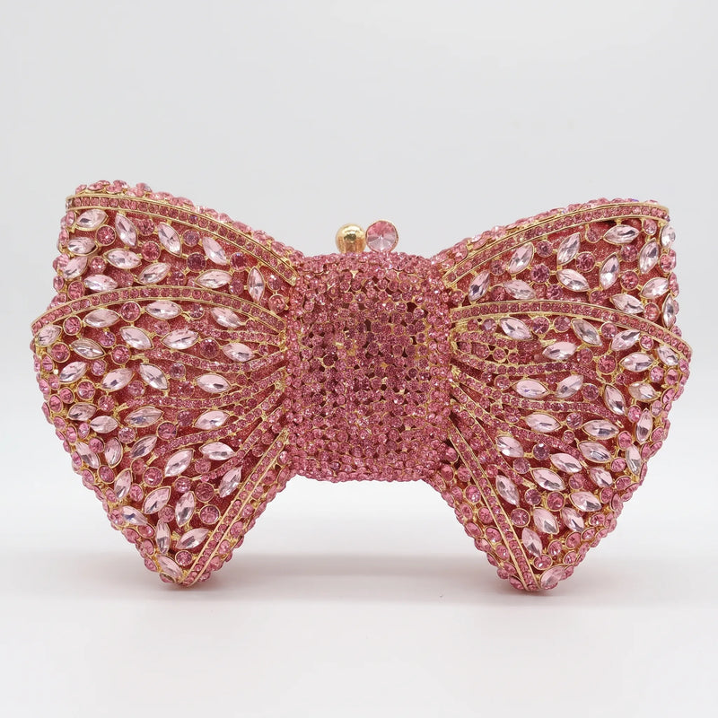 Sparkling Bow-Shaped Evening Clutch Bag - Bovena