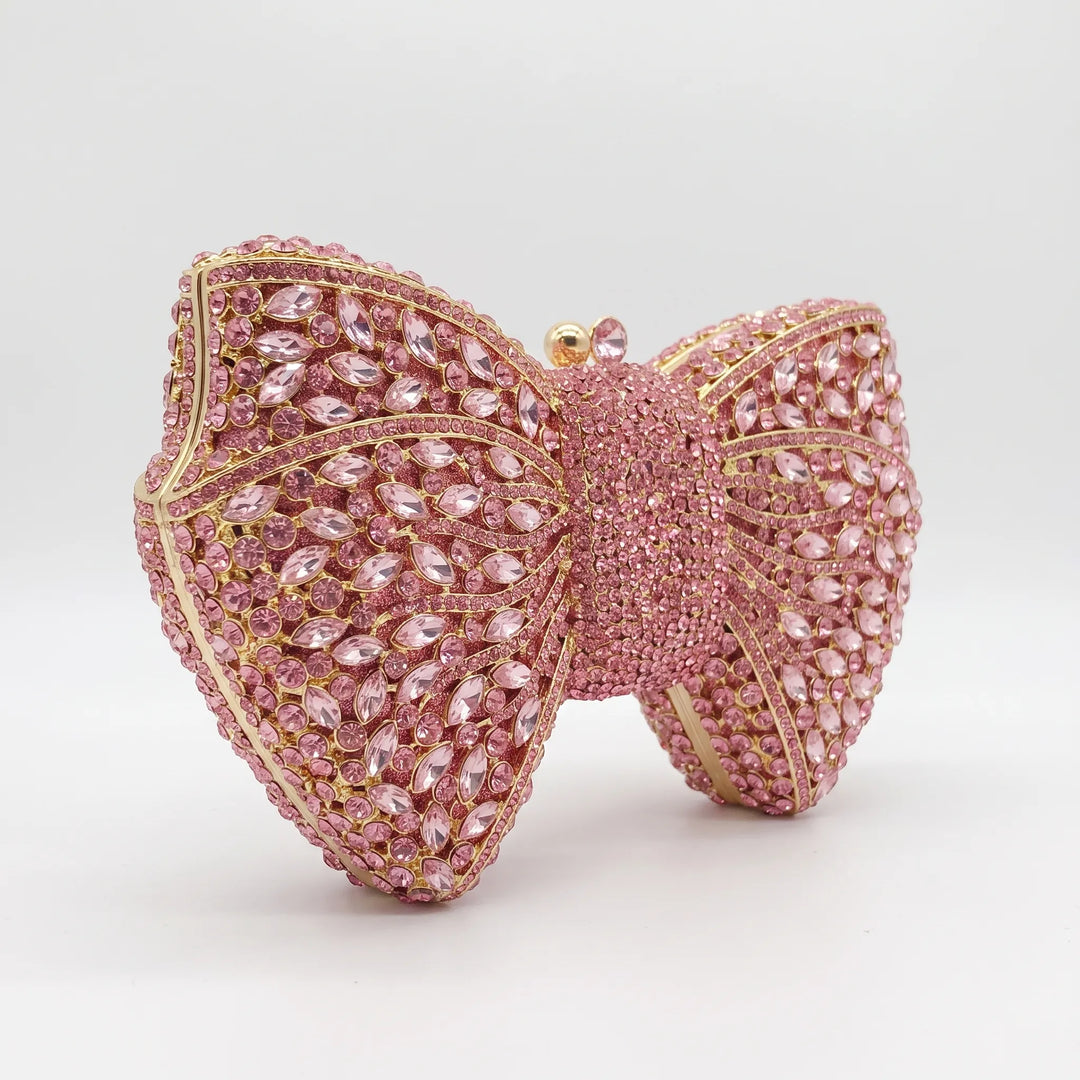 Sparkling Bow-Shaped Evening Clutch Bag - Bovena