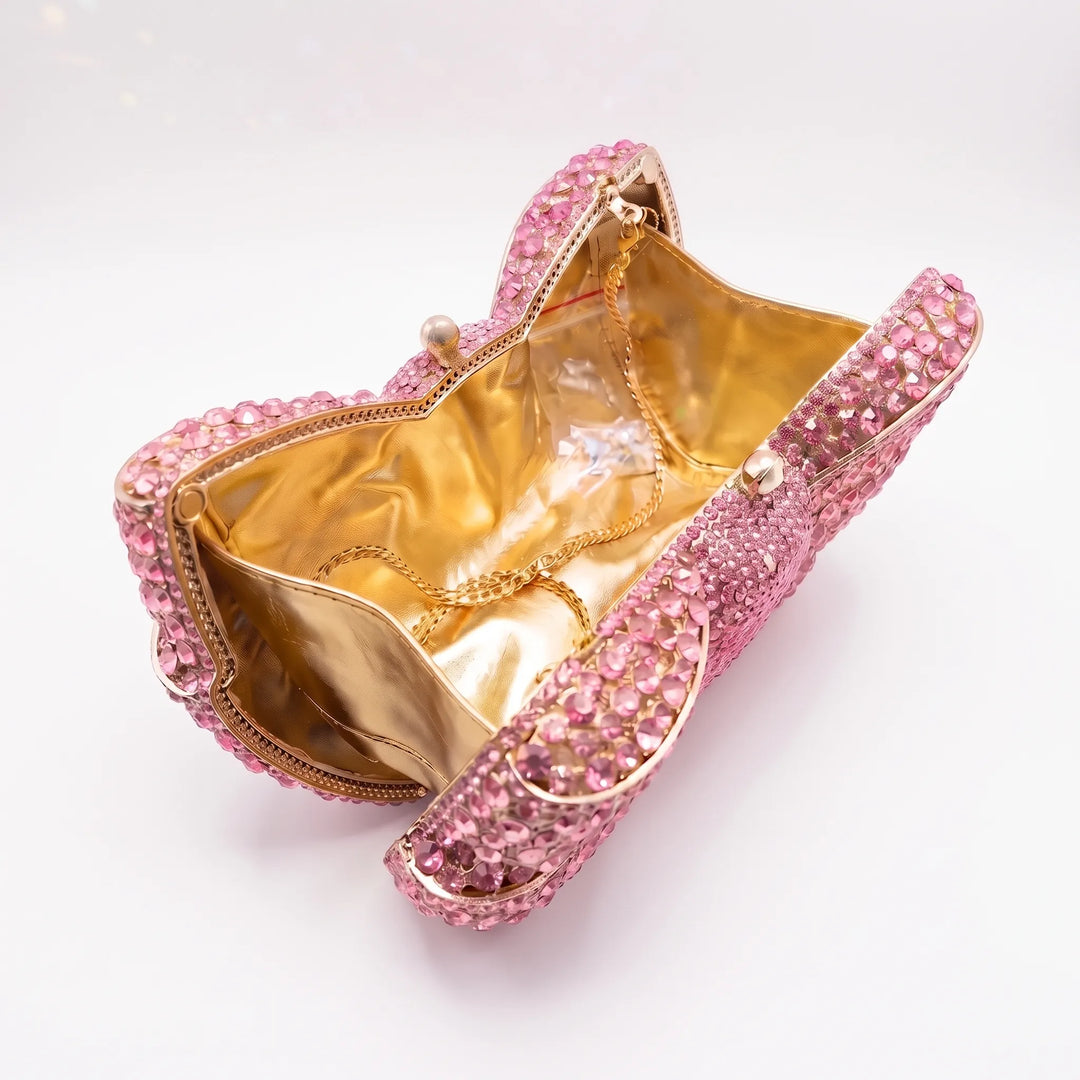 Sparkling Bow-Shaped Evening Clutch Bag - Bovena