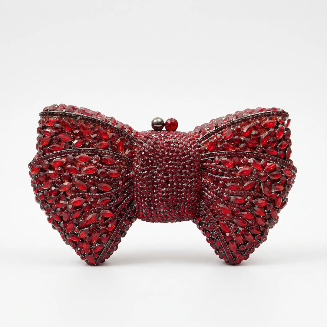 Sparkling Bow-Shaped Evening Clutch Bag - Bovena