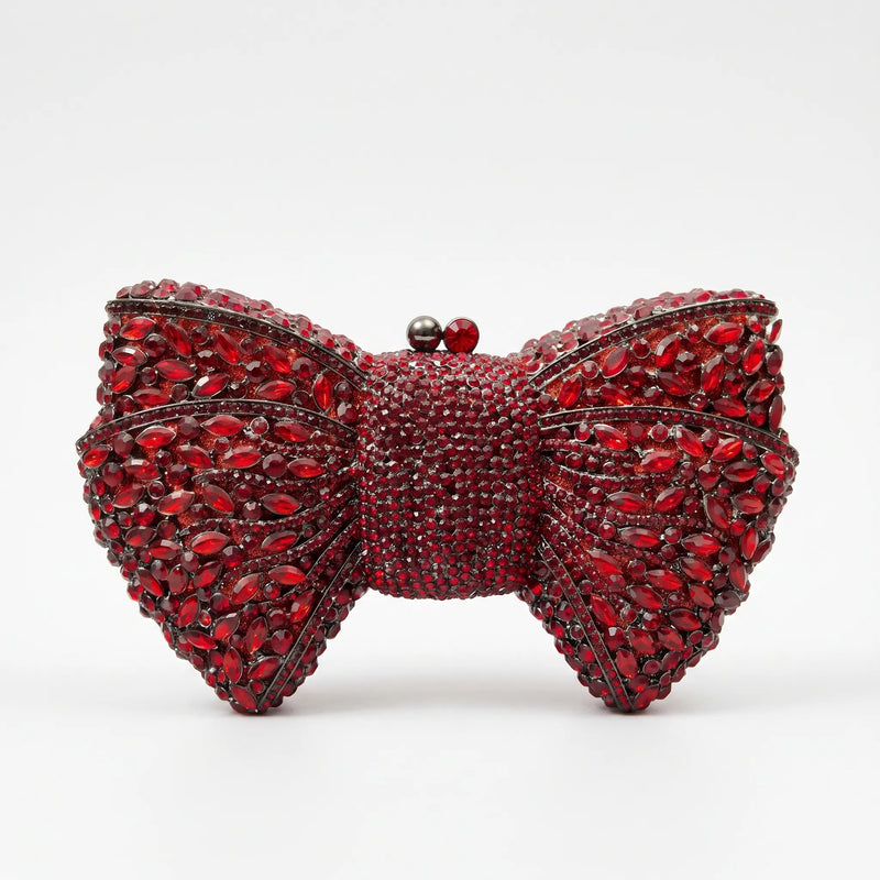 Sparkling Bow-Shaped Evening Clutch Bag - Bovena