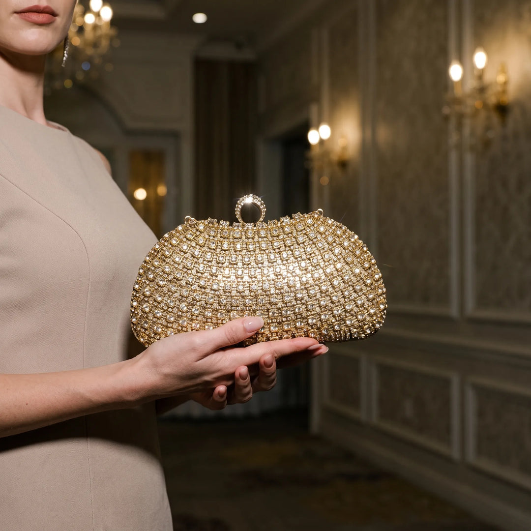 Sparkling Structured Evening Clutch Bag - Vespia