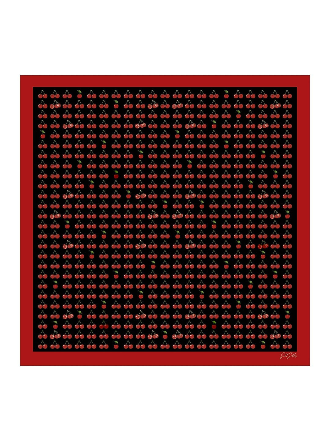 Square Cherry Print Scarf - Cherella