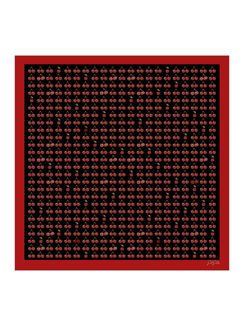 Square Cherry Print Scarf - Cherella