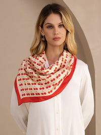 Square Cherry Print Scarf - Cherella