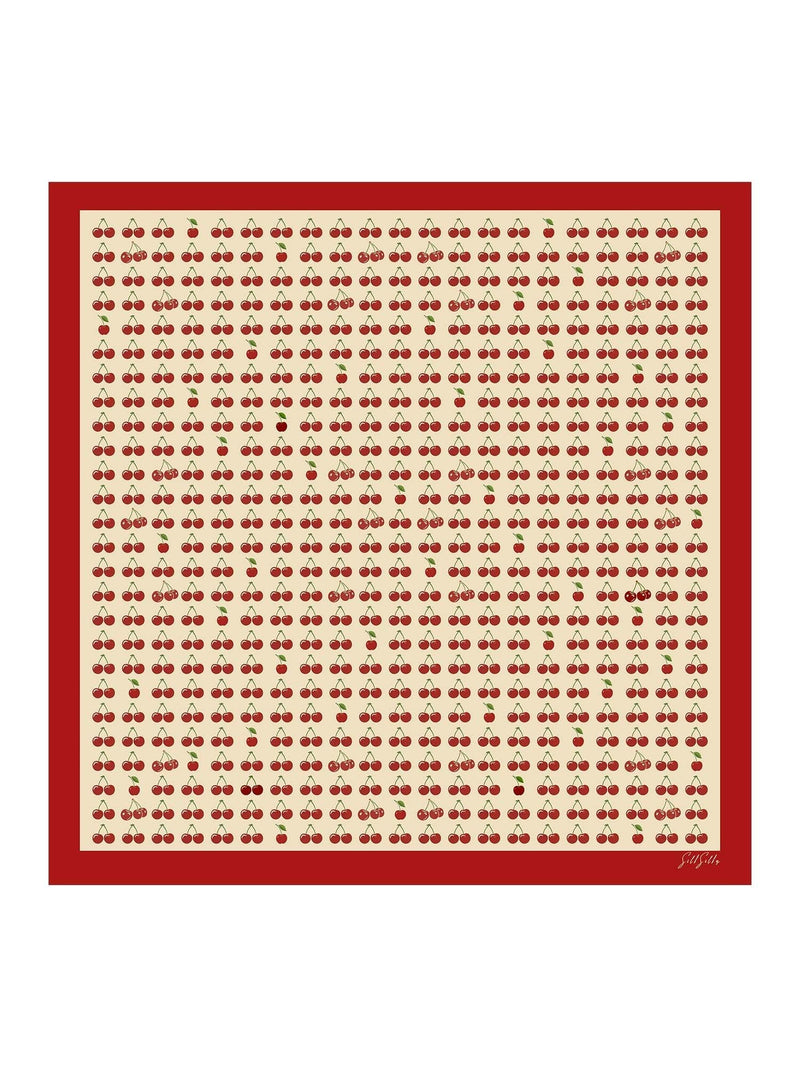Square Cherry Print Scarf - Cherella