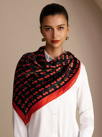 Square Cherry Print Scarf - Cherella