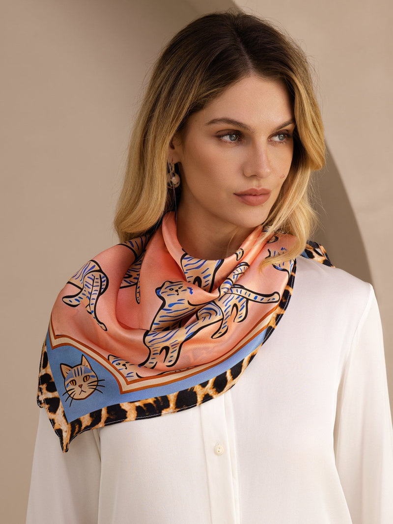 Square Leopard Print Scarf - Felinora