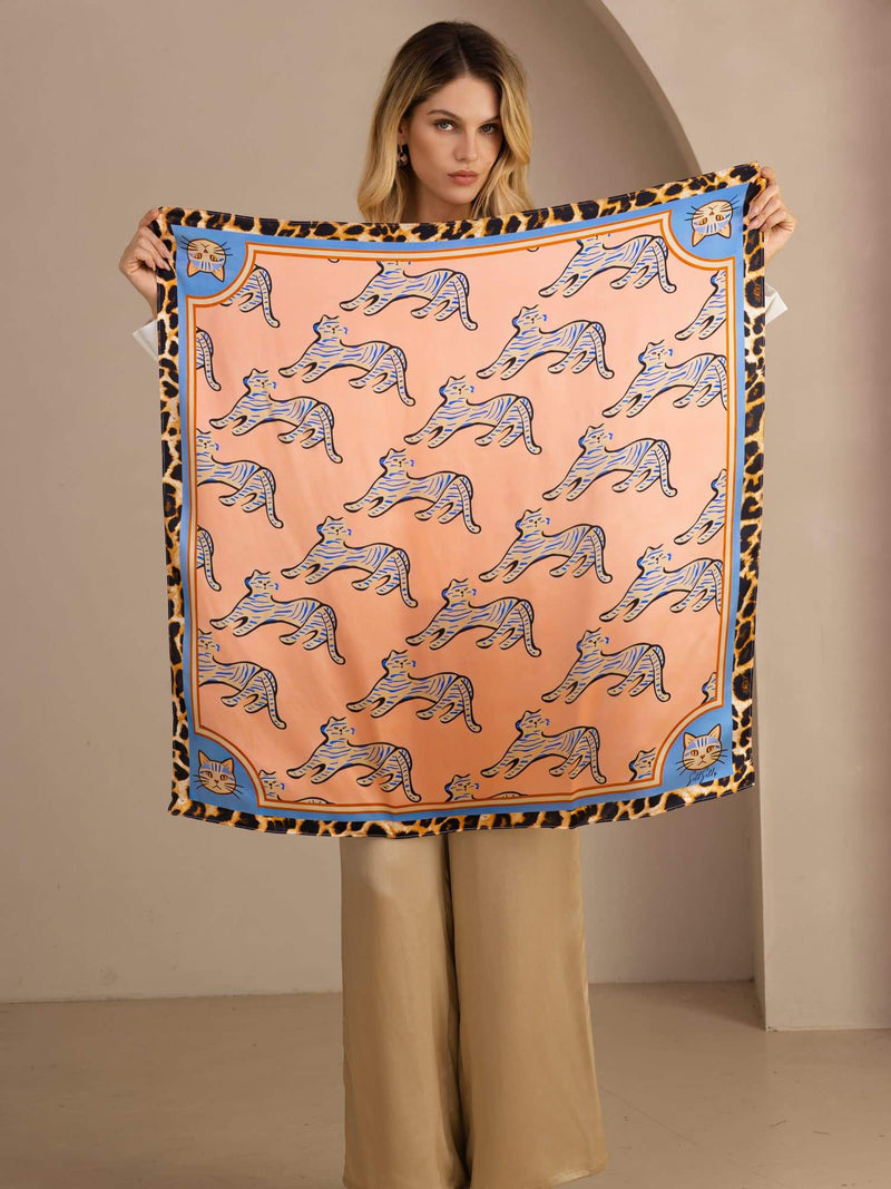 Square Leopard Print Scarf - Felinora