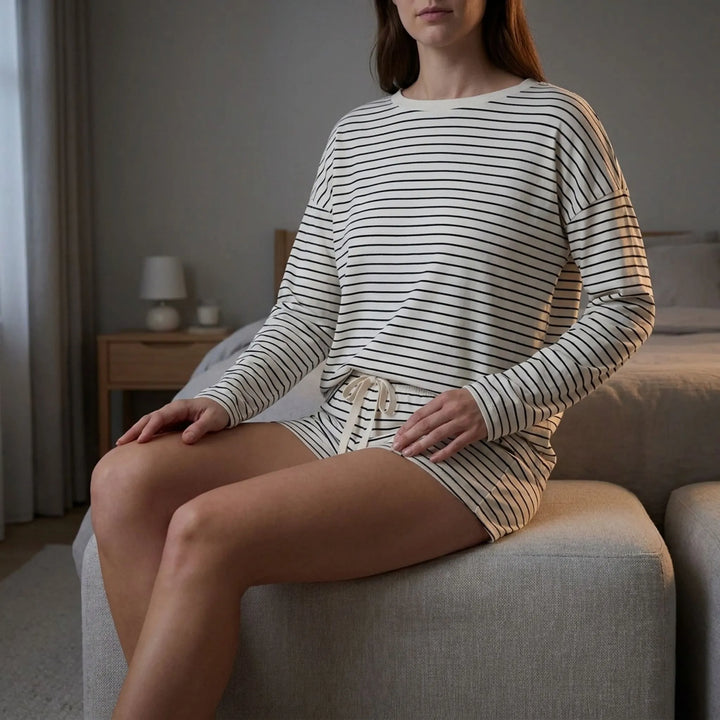 Striped Long Sleeve Pyjama Set - Penny