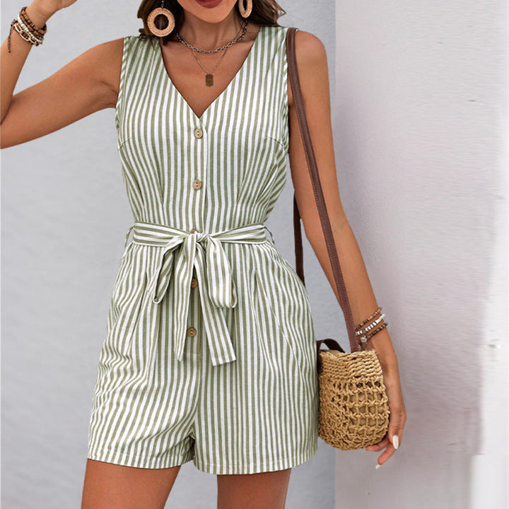 Striped Sleeveless Summer Playsuit - Jenna