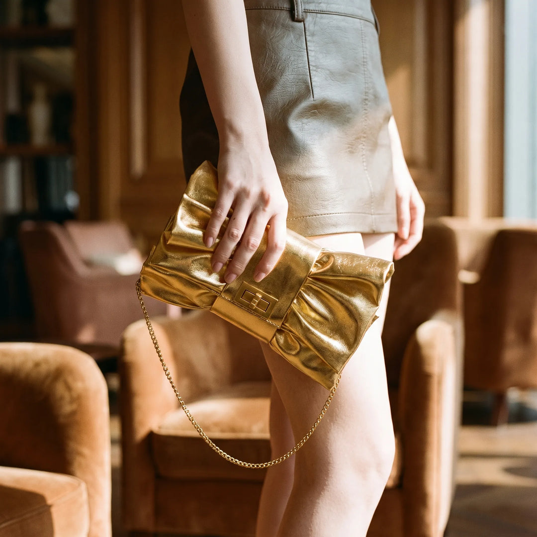 Structured Bow Evening Bag - Gildari