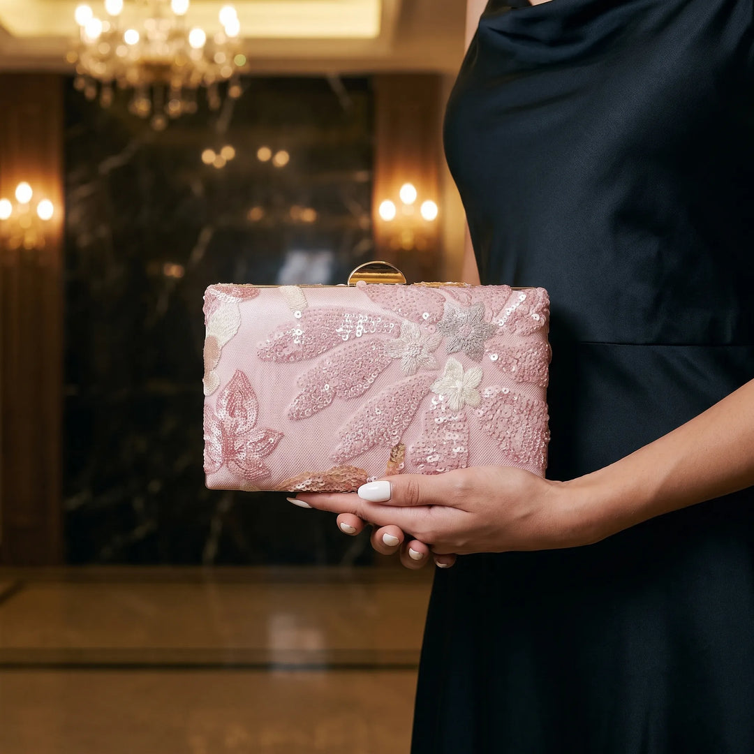 Structured Floral Evening Clutch Bag - Blusheta