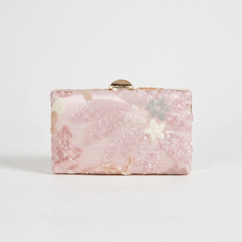 Structured Floral Evening Clutch Bag - Blusheta