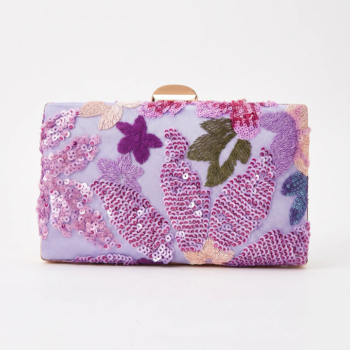 Structured Floral Evening Clutch Bag - Blusheta