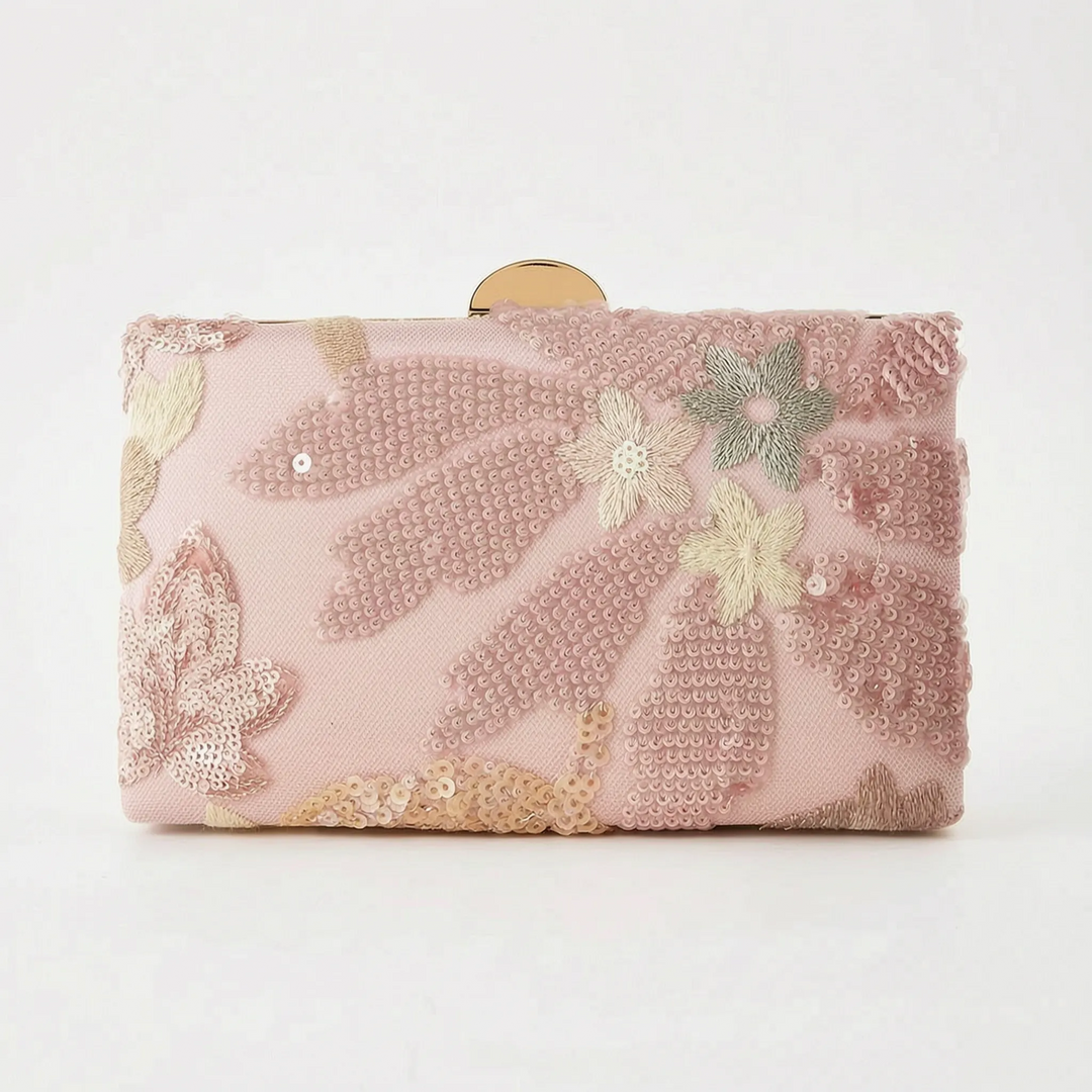 Structured Floral Evening Clutch Bag - Blusheta