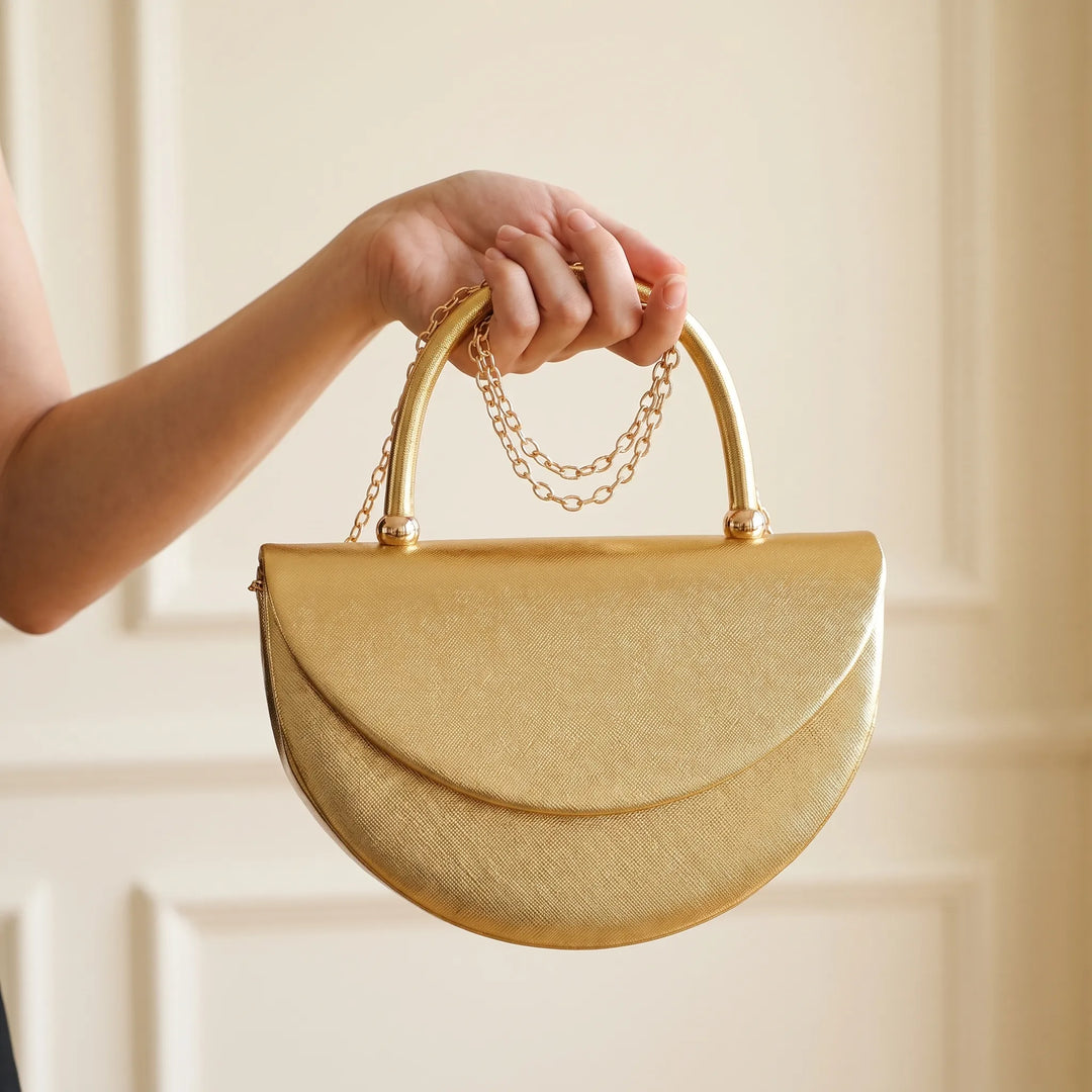Structured Half-Moon Evening Bag - Crescentia