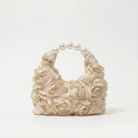 Structured Half Moon Floral Evening Bag - Florique