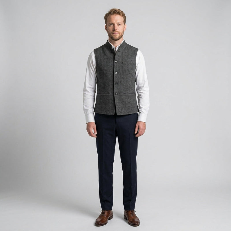 Structured Mandarin Collar Waistcoat - Austin