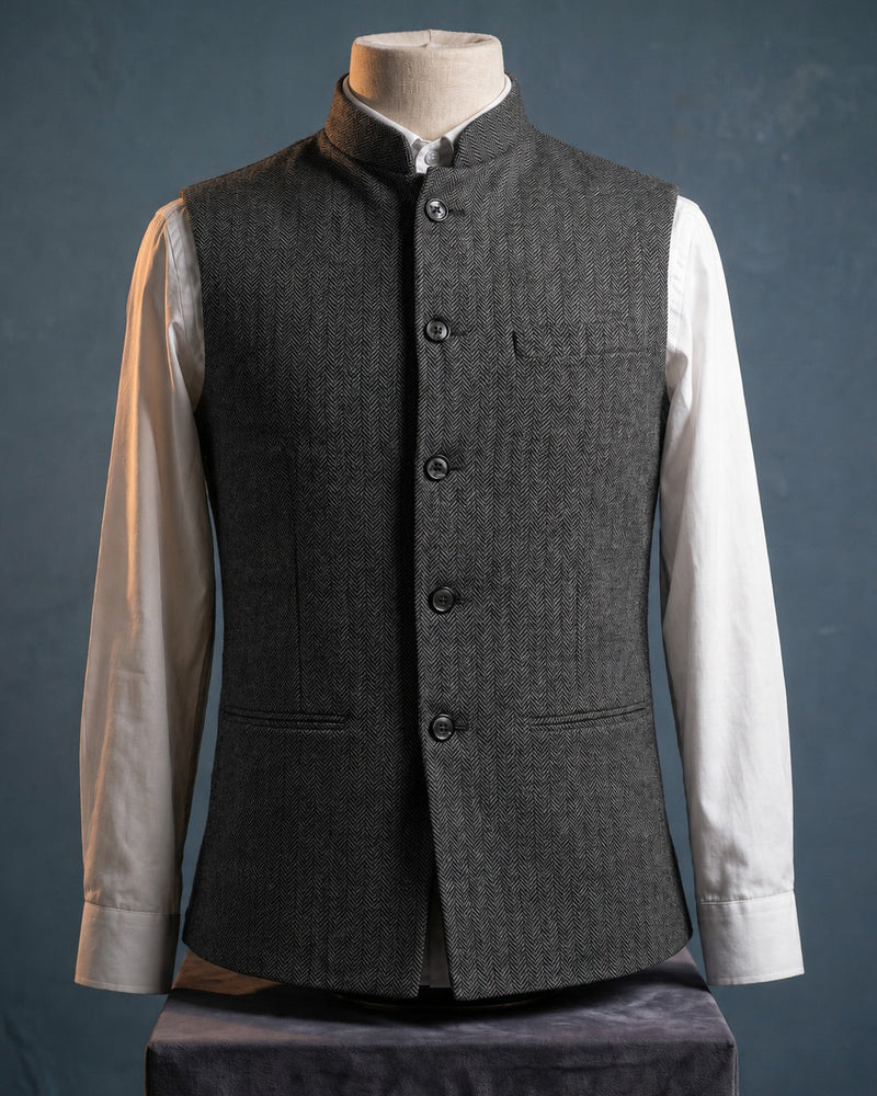 Structured Mandarin Collar Waistcoat - Austin