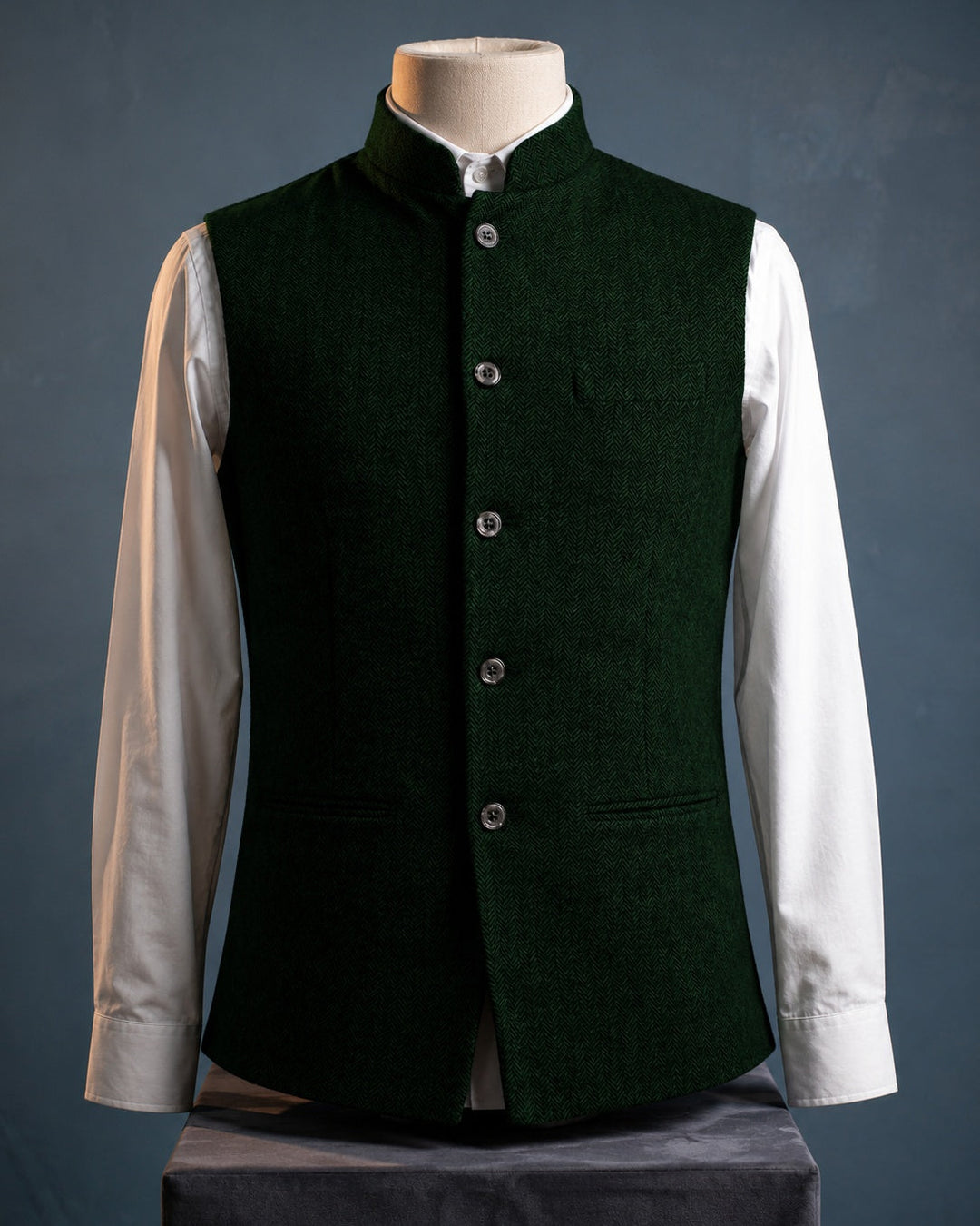 Structured Mandarin Collar Waistcoat - Austin