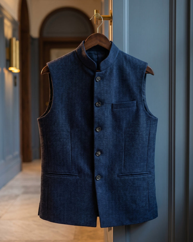 Structured Mandarin Collar Waistcoat - Austin