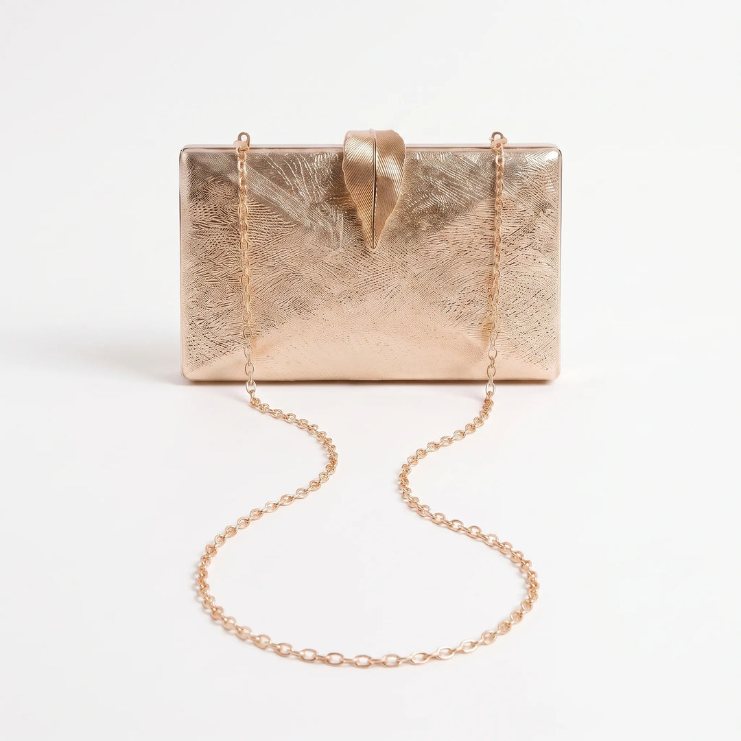 Structured Metallic Gold Evening Clutch Bag - Nyktis
