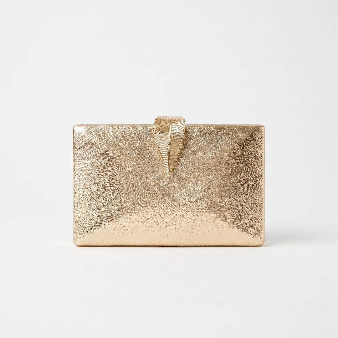 Structured Metallic Gold Evening Clutch Bag - Nyktis