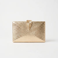 Structured Metallic Gold Evening Clutch Bag - Nyktis