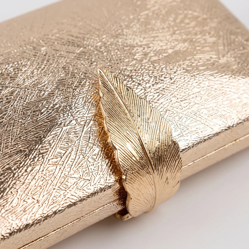 Structured Metallic Gold Evening Clutch Bag - Nyktis