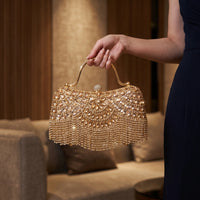 Structured Scalloped Embellished Evening Clutch Bag - Evenda