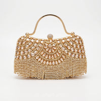 Structured Scalloped Embellished Evening Clutch Bag - Evenda