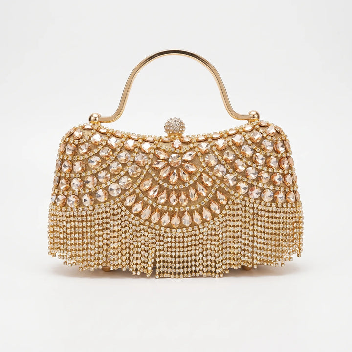 Structured Scalloped Embellished Evening Clutch Bag - Evenda