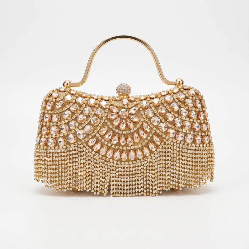 Structured Scalloped Embellished Evening Clutch Bag - Evenda