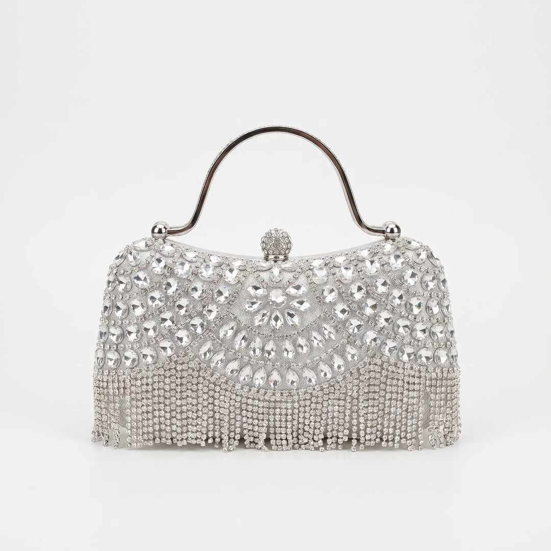 Structured Scalloped Embellished Evening Clutch Bag - Evenda