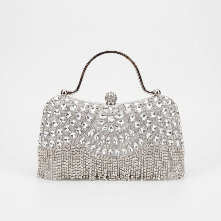 Structured Scalloped Embellished Evening Clutch Bag - Evenda