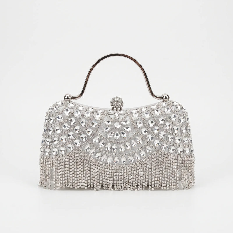 Structured Scalloped Embellished Evening Clutch Bag - Evenda