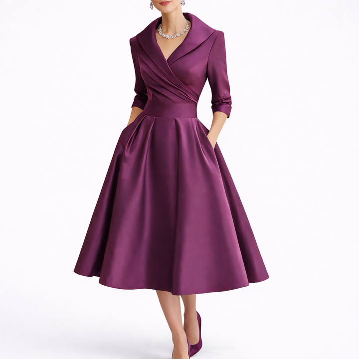 Structured Tailored Party Wear Midi Dress - Lauren