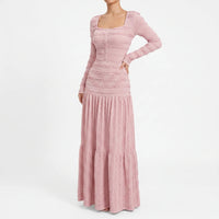 Textured Long Sleeve Tiered Maxi Dress - Rachael