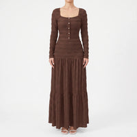 Textured Long Sleeve Tiered Maxi Dress - Rachael