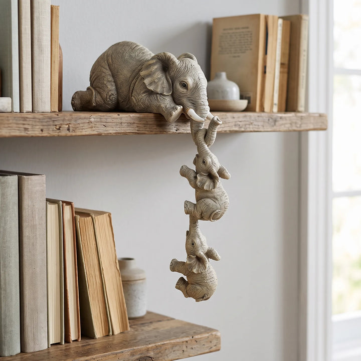 Three-Piece Hanging Elephant Shelf Figurine Set - Trunkle